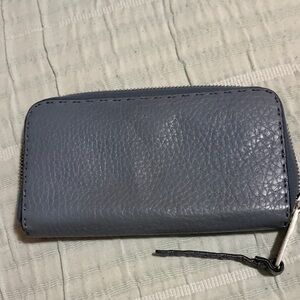 Fendi Gray Selleria Leather Zipper wallet.